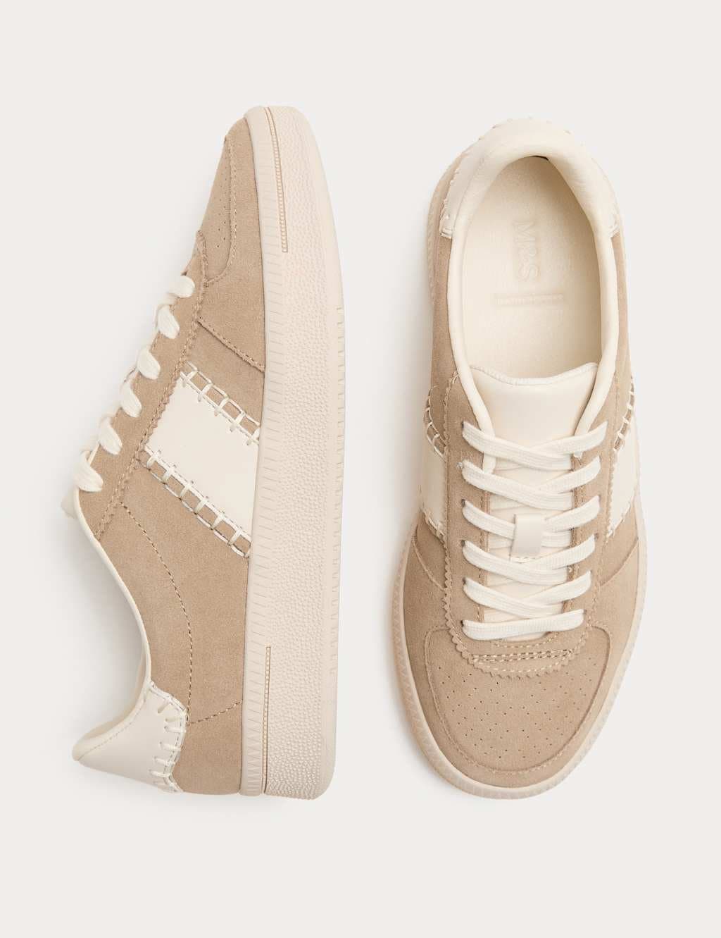 Marks & Spencer M&S Suede Side Detail Platform Trainers Beige