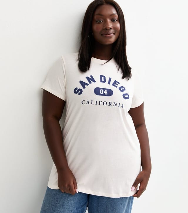 New Look Women's Plus Size Off White San Diego Graphic T-Shirt Curves New Look - 2