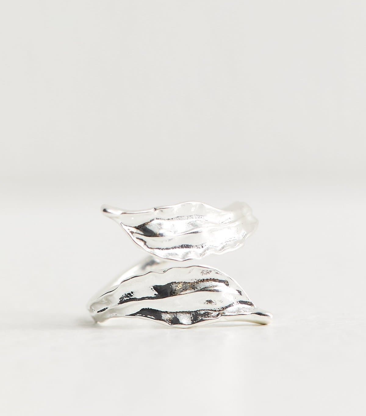 New Look Silver Tone Beaten Sleek Petal Wrap Ring New Look