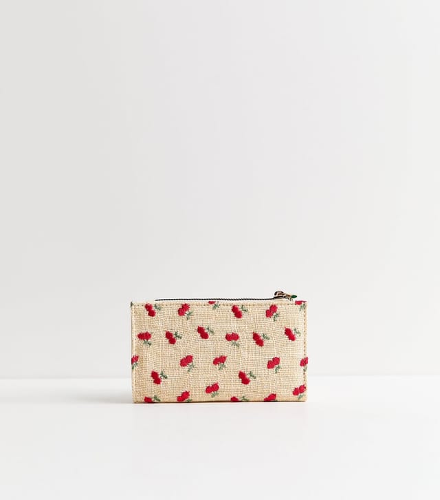 New Look Cream Canvas Embroidered Cherry Purse New Look - 3