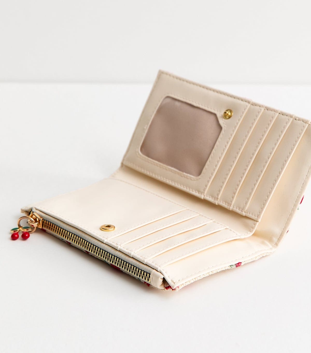 New Look Cream Canvas Embroidered Cherry Purse New Look - 4