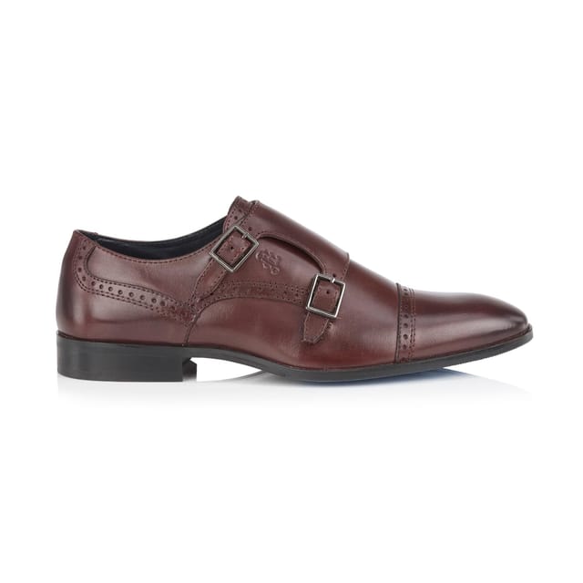 Amen Shoes Amen Shoes Men's Clonmel Leather Monk Strap Shoes in Wine - 2