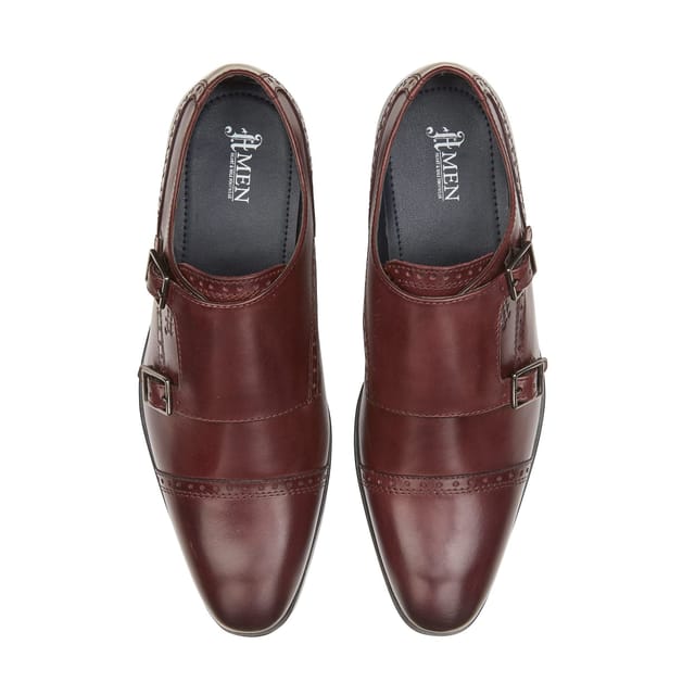 Amen Shoes Amen Shoes Men's Clonmel Leather Monk Strap Shoes in Wine - 3