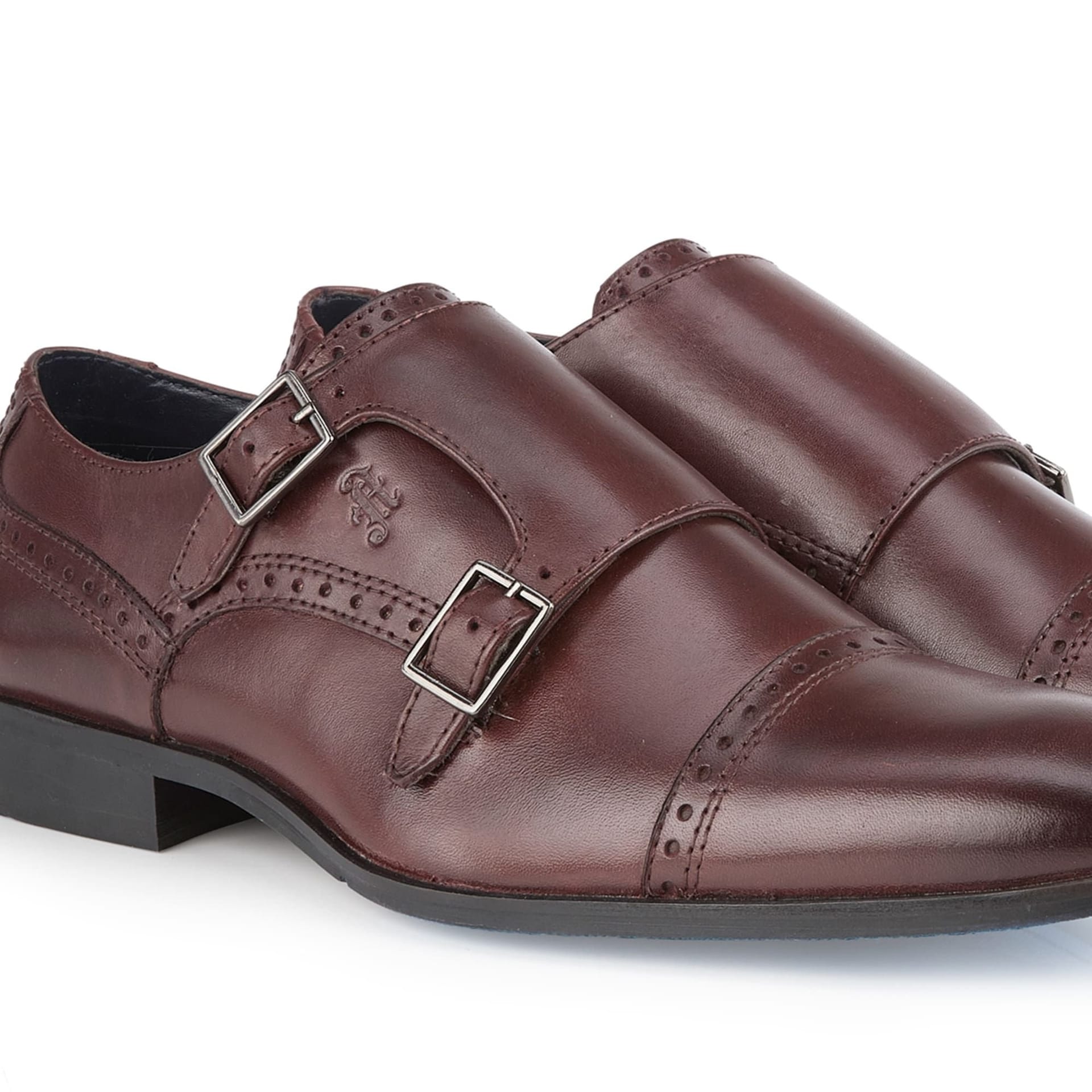 Amen Shoes Amen Shoes Men's Clonmel Leather Monk Strap Shoes in Wine - 4