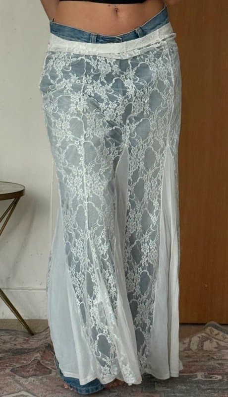 ASOS Mesh Lace Maxi Godet Skirt