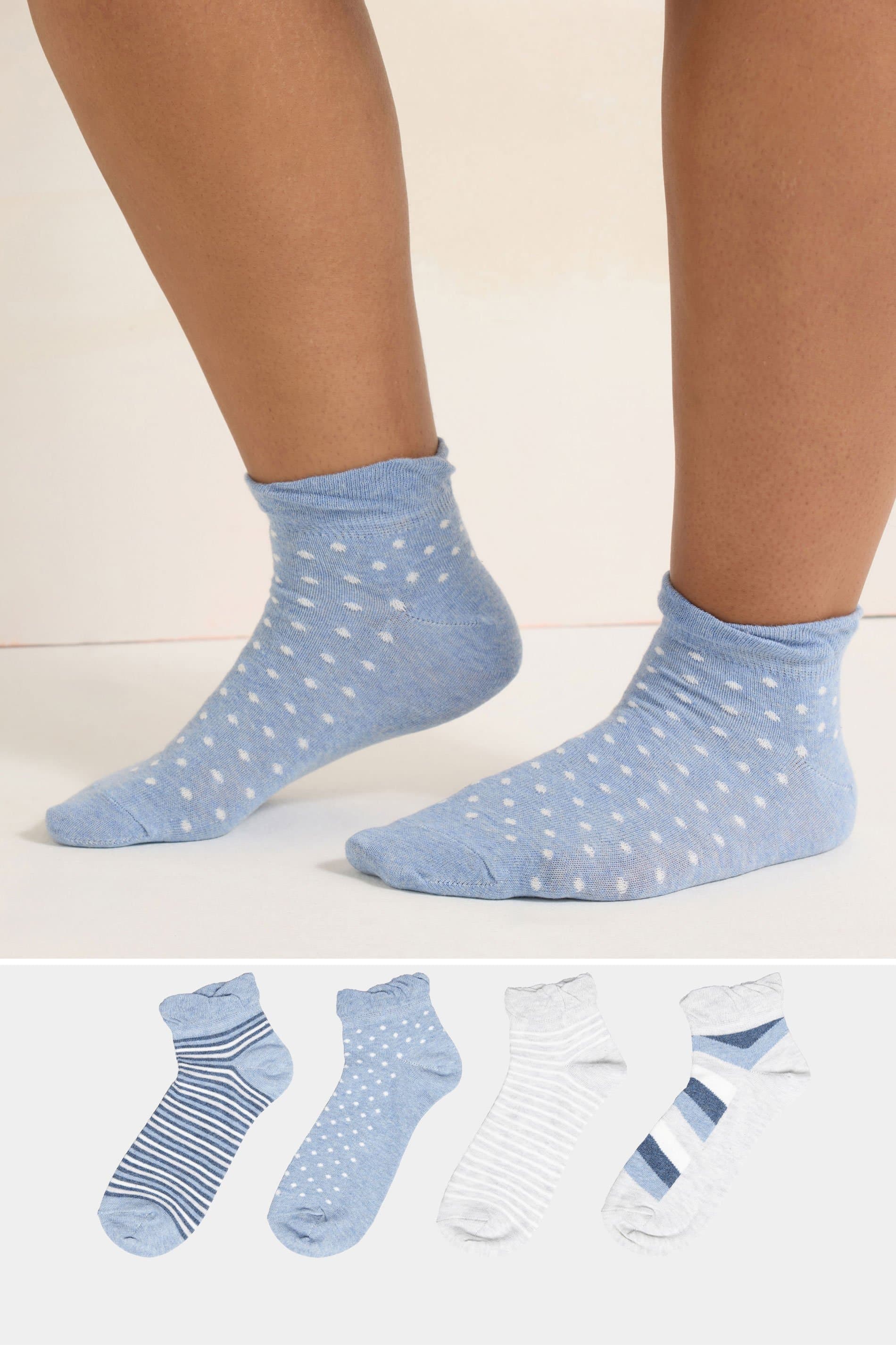 Yours 4 Pack Blue Tonal Stripe Ankle Socks