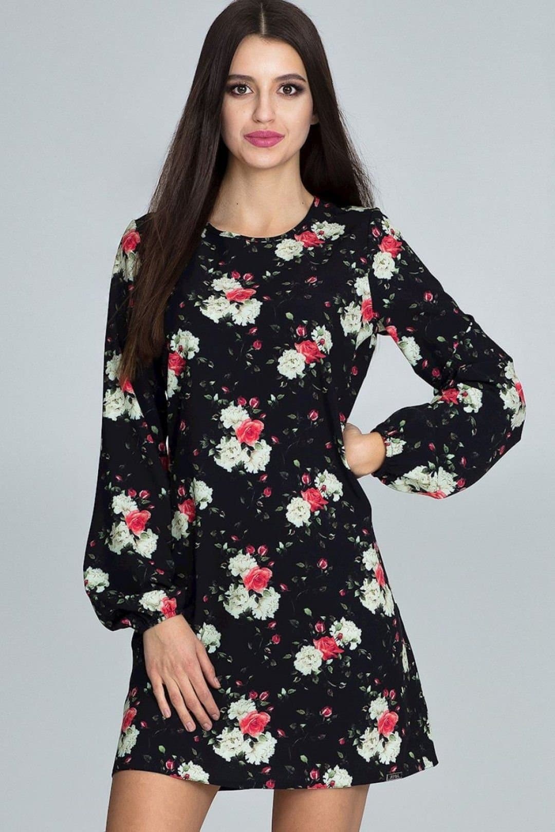 Love Lace Love Lace Women's Floral Airy Long Sleeve Daydress in Black