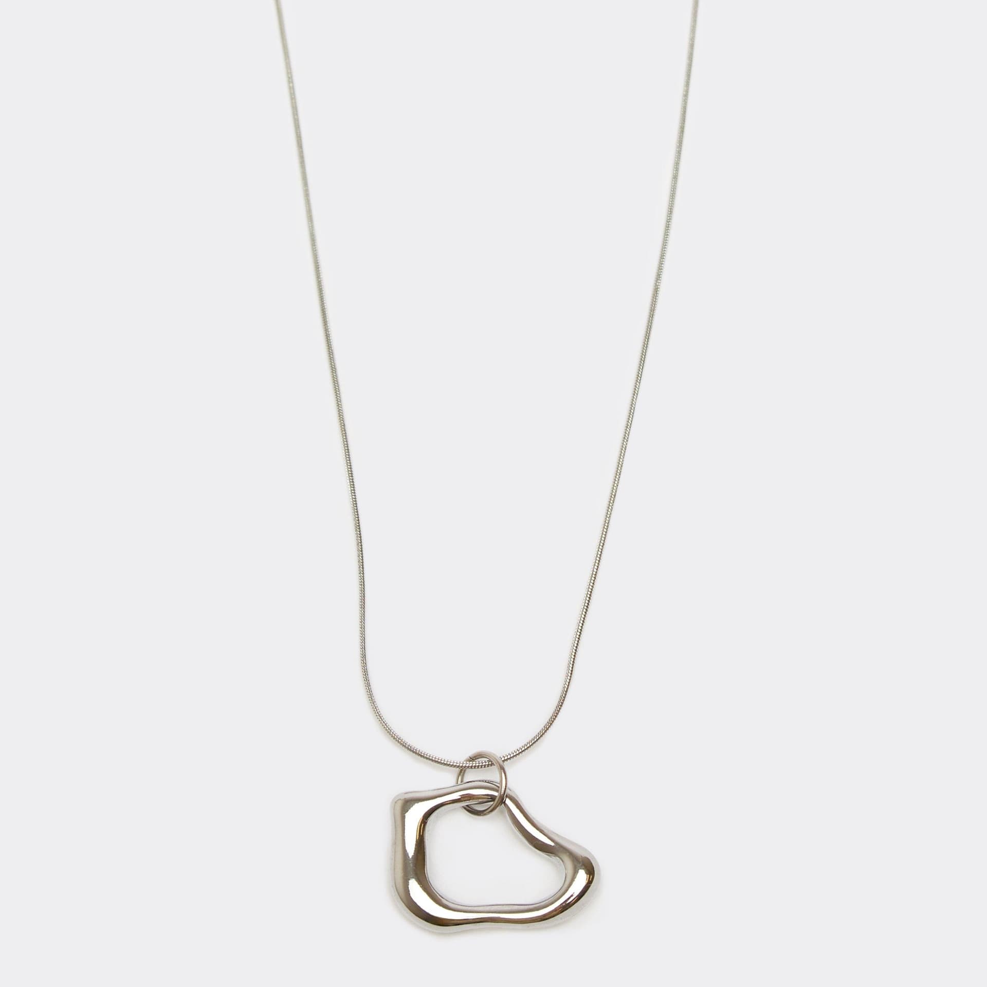 EGO Hammered Ring Shape Pendant Necklace In Silver, Women's Size UK 0