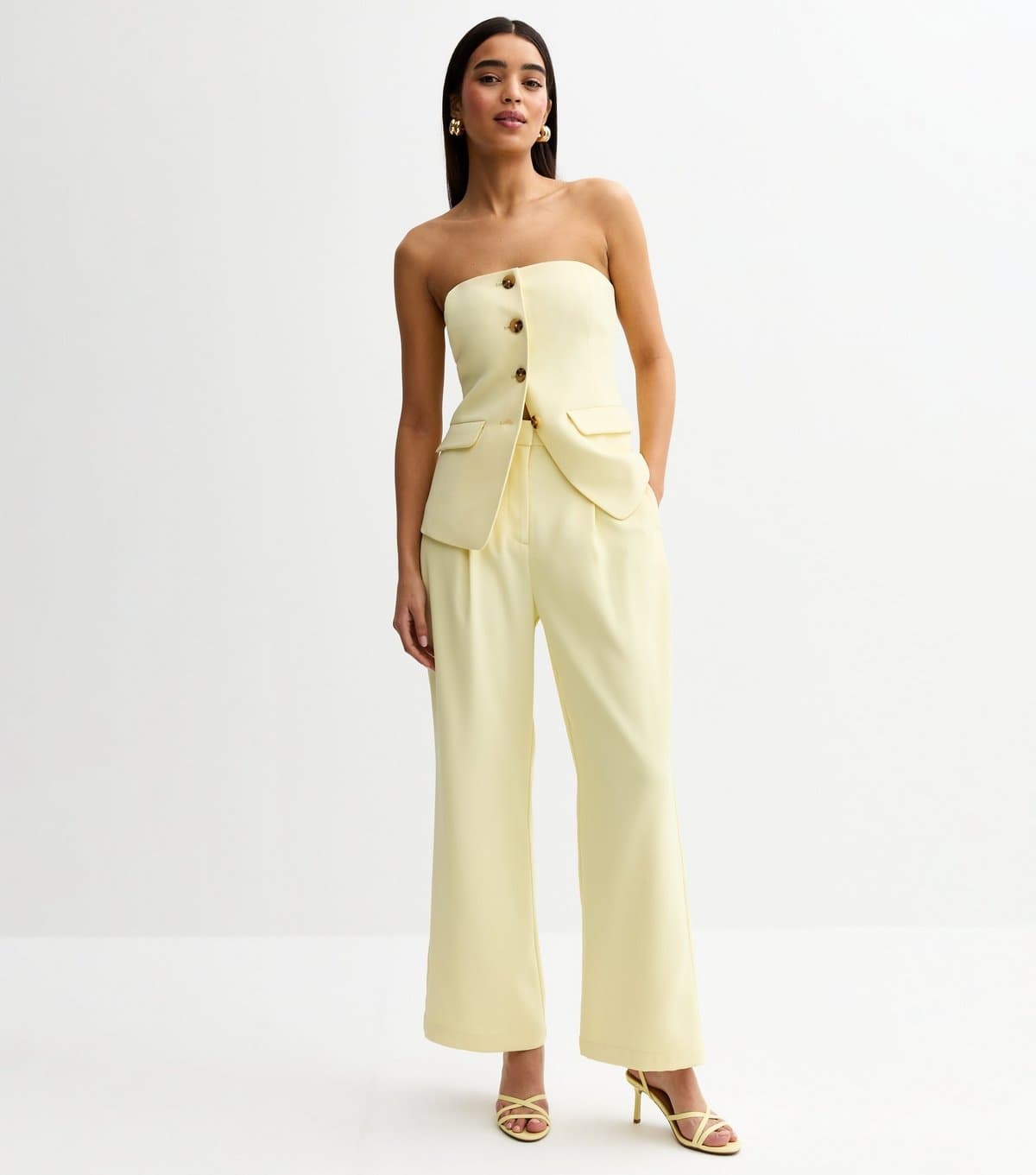 New Look New Look Light Yellow Wide Leg Tailored Trousers