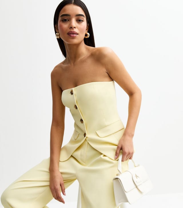 New Look Women's Light Yellow Wide Leg Tailored Trousers New Look - 2
