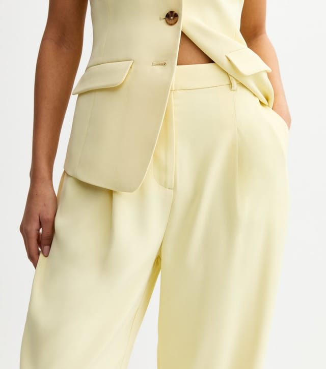 New Look Women's Light Yellow Wide Leg Tailored Trousers New Look - 3