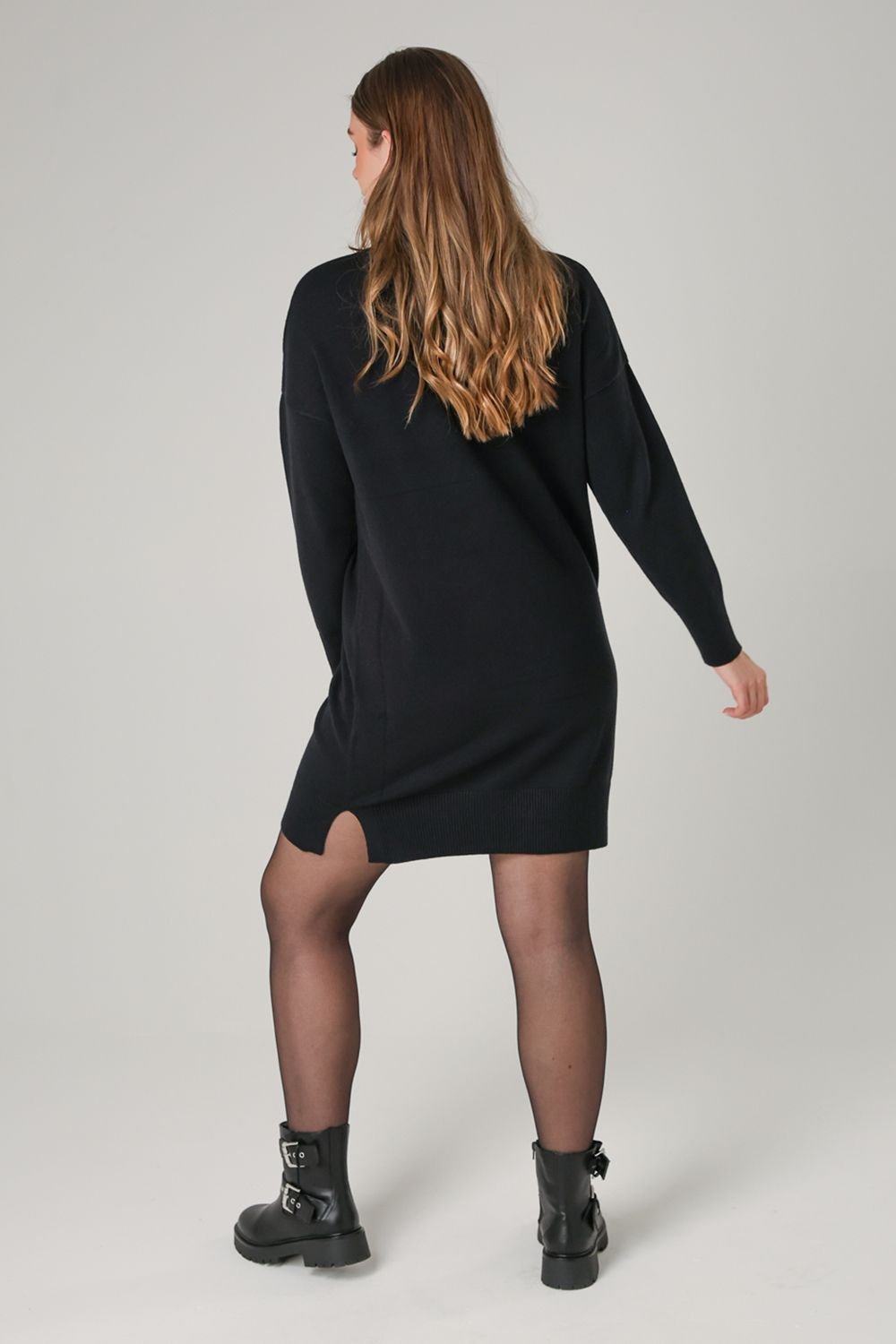 French Connection French Connection Women's Cosy Roll Neck Long Sleeve Mini Dress in Black - 2