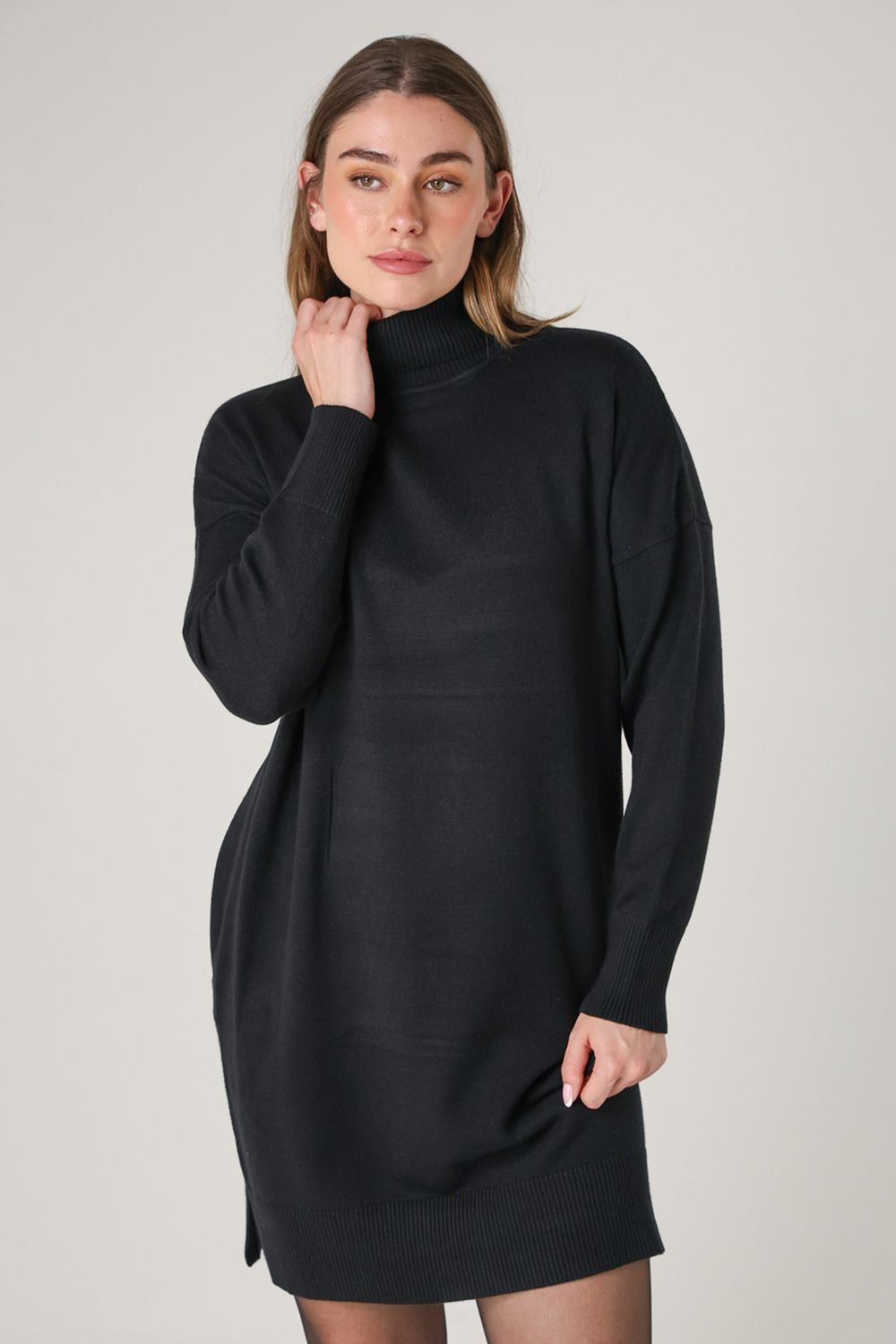 French Connection French Connection Women's Cosy Roll Neck Long Sleeve Mini Dress in Black - 4