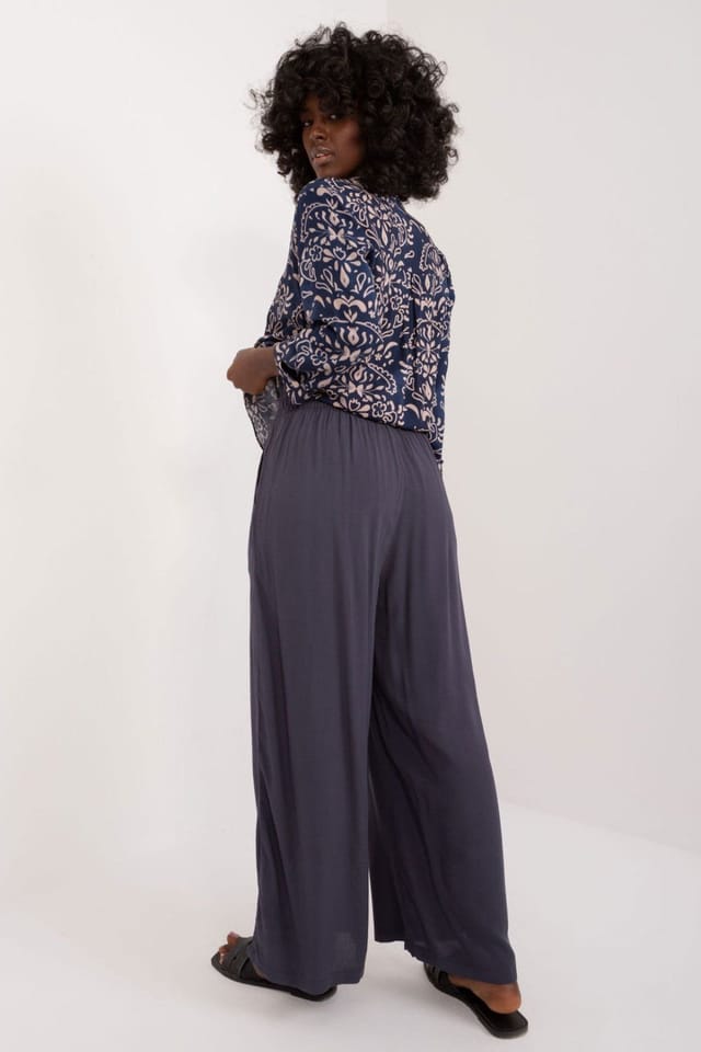 Love Lace Love Lace Women's Viscose Palazzo Trousers with Drawstring Waist in Blue - 3