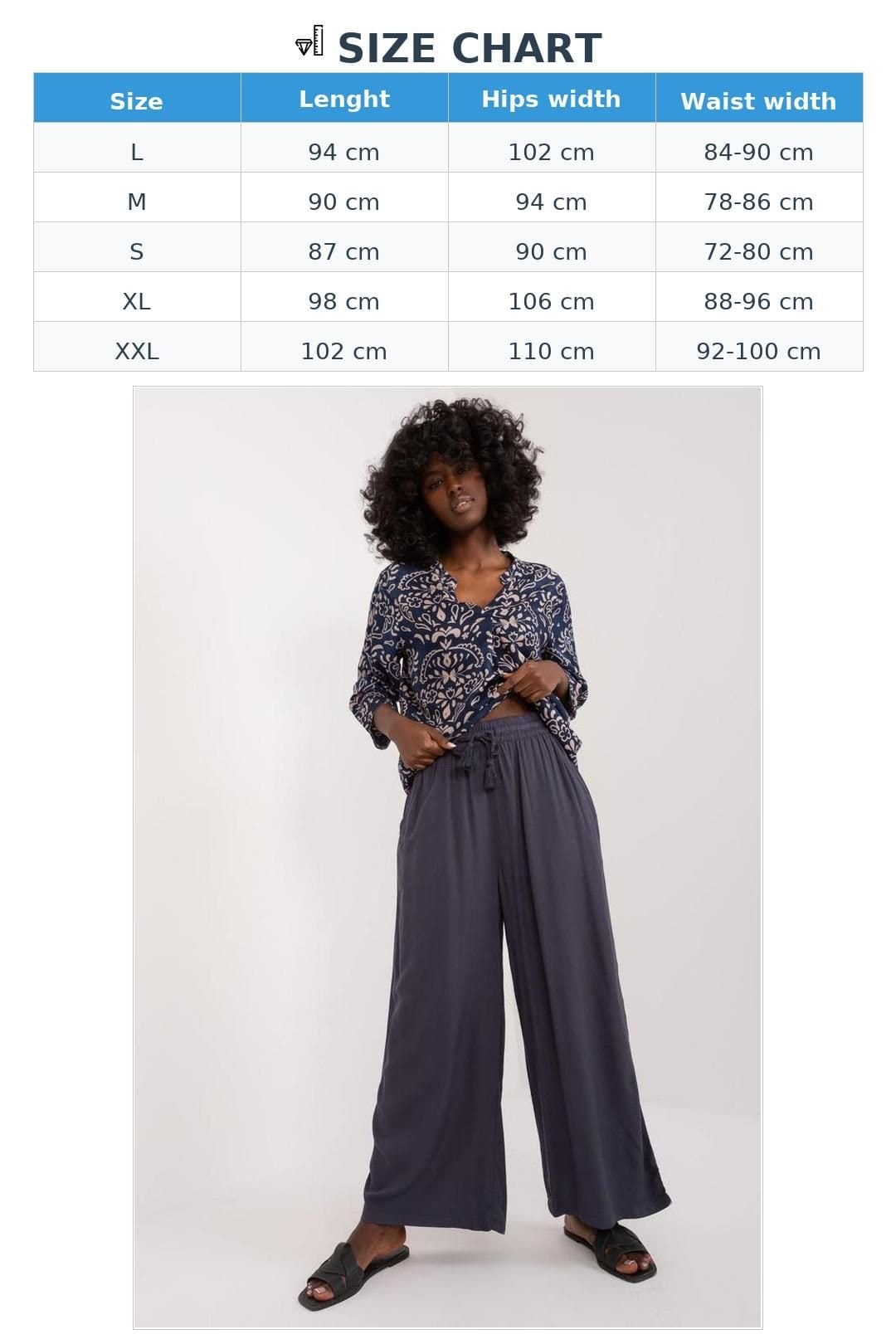Love Lace Love Lace Women's Viscose Palazzo Trousers with Drawstring Waist in Blue - 4