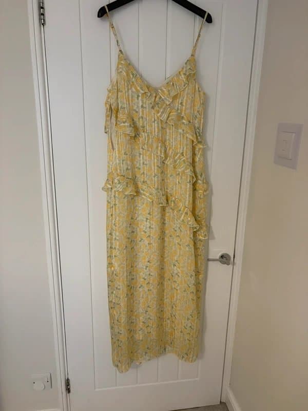New Look New look yellow floral ruffle maxi dress size 14