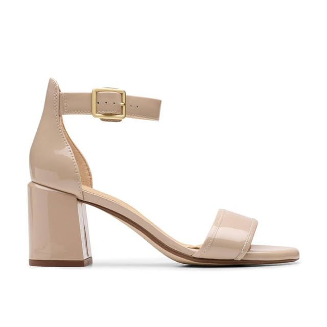 Clarks Clarks Women's Ezoria Mae Sand Patent Heeled Sandals in Beige - 3