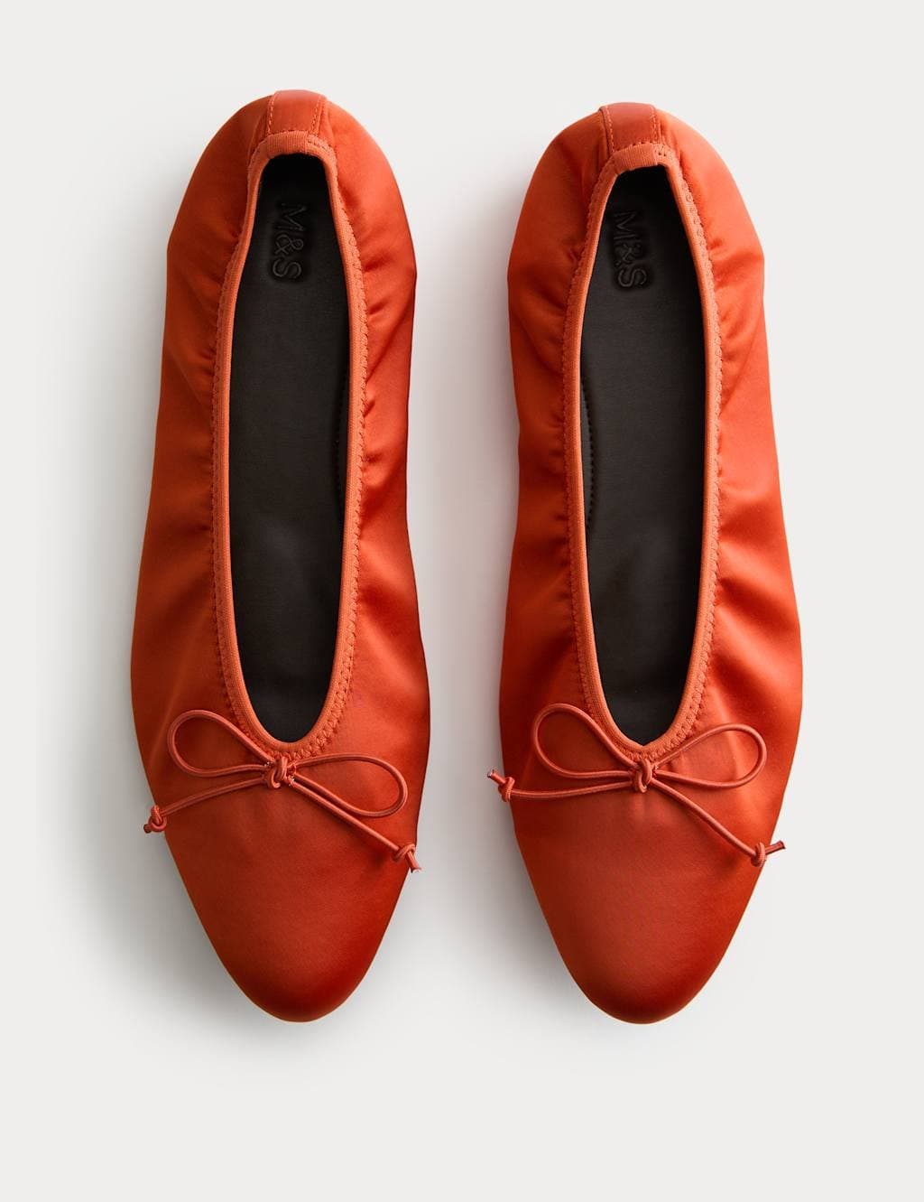 Marks & Spencer M&S Satin Flat Ballet Pumps Orange