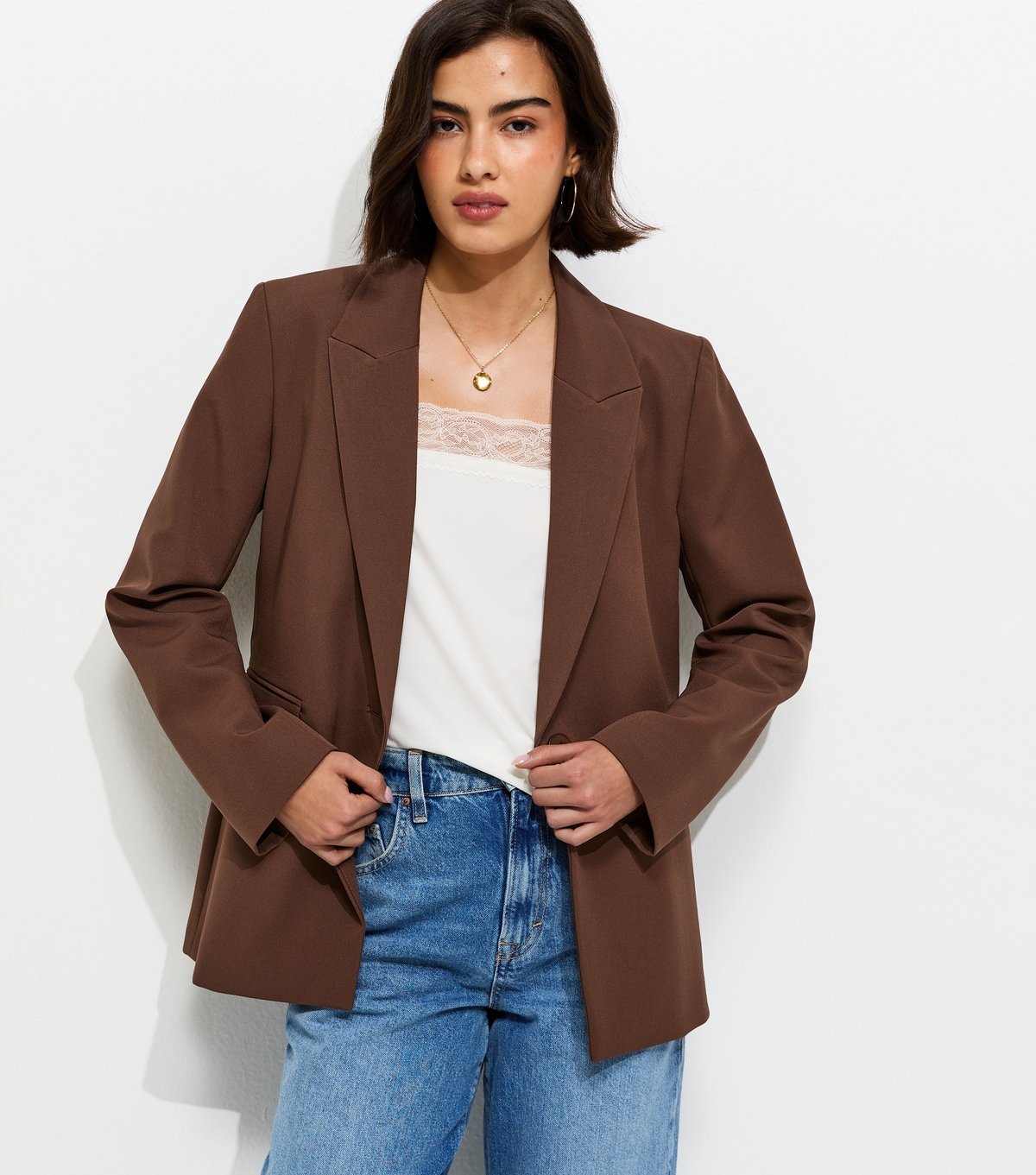 New Look Women's Dark Brown Single Breasted Blazer Jacket New Look - 2