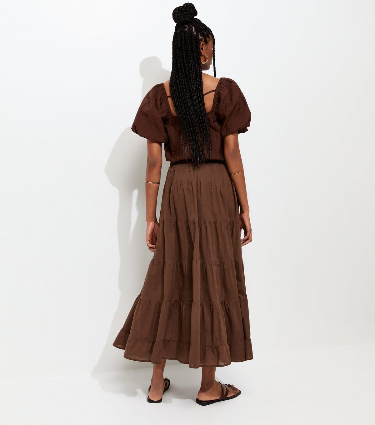 New Look Women's Brown Tiered Midi Skirt New Look - 4