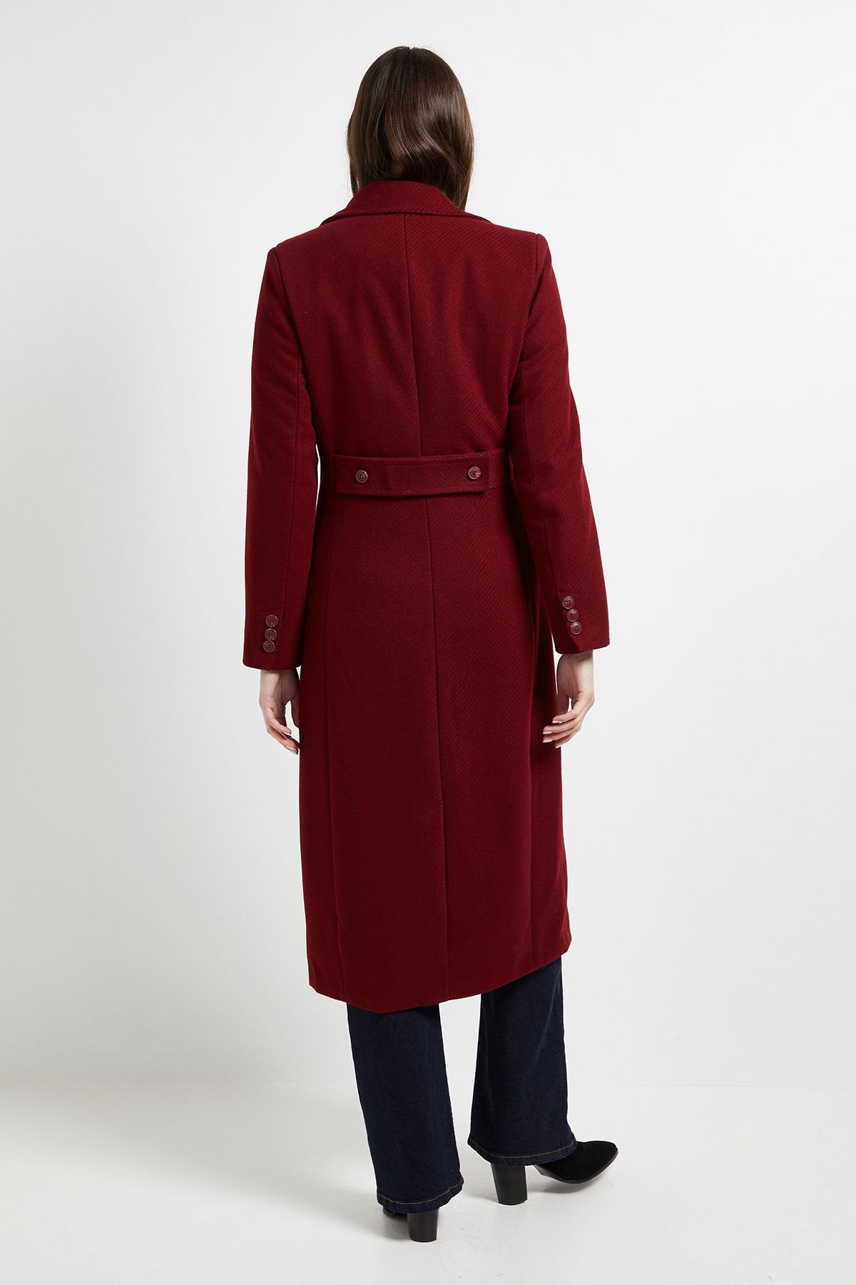Wallis Wallis Women's Principles by Twill Button Coat in Cranberry - 3