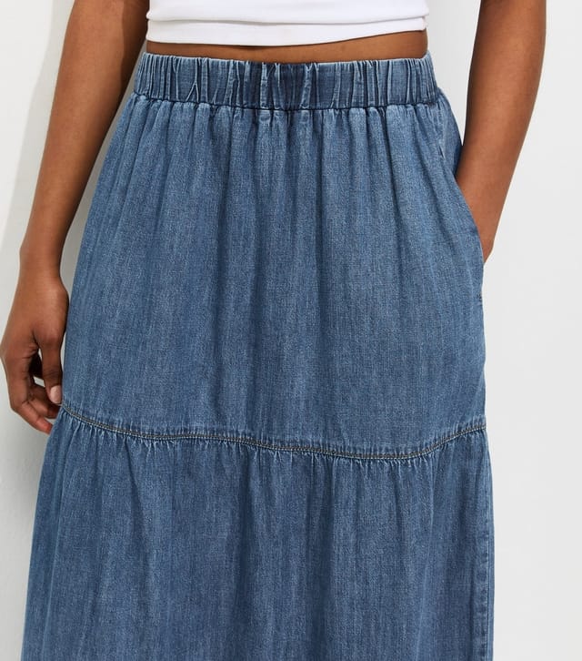 New Look Women's Blue Tiered Midi Skirt New Look - 2