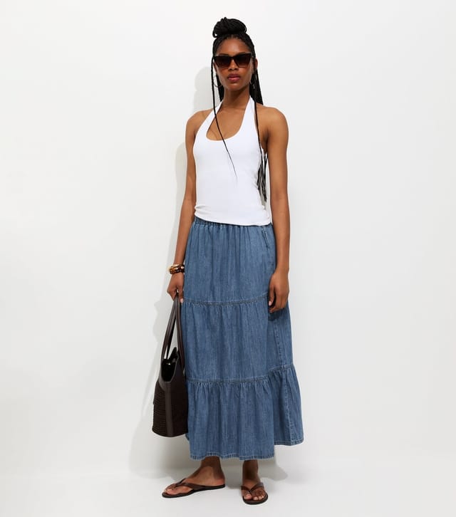 New Look Women's Blue Tiered Midi Skirt New Look - 3