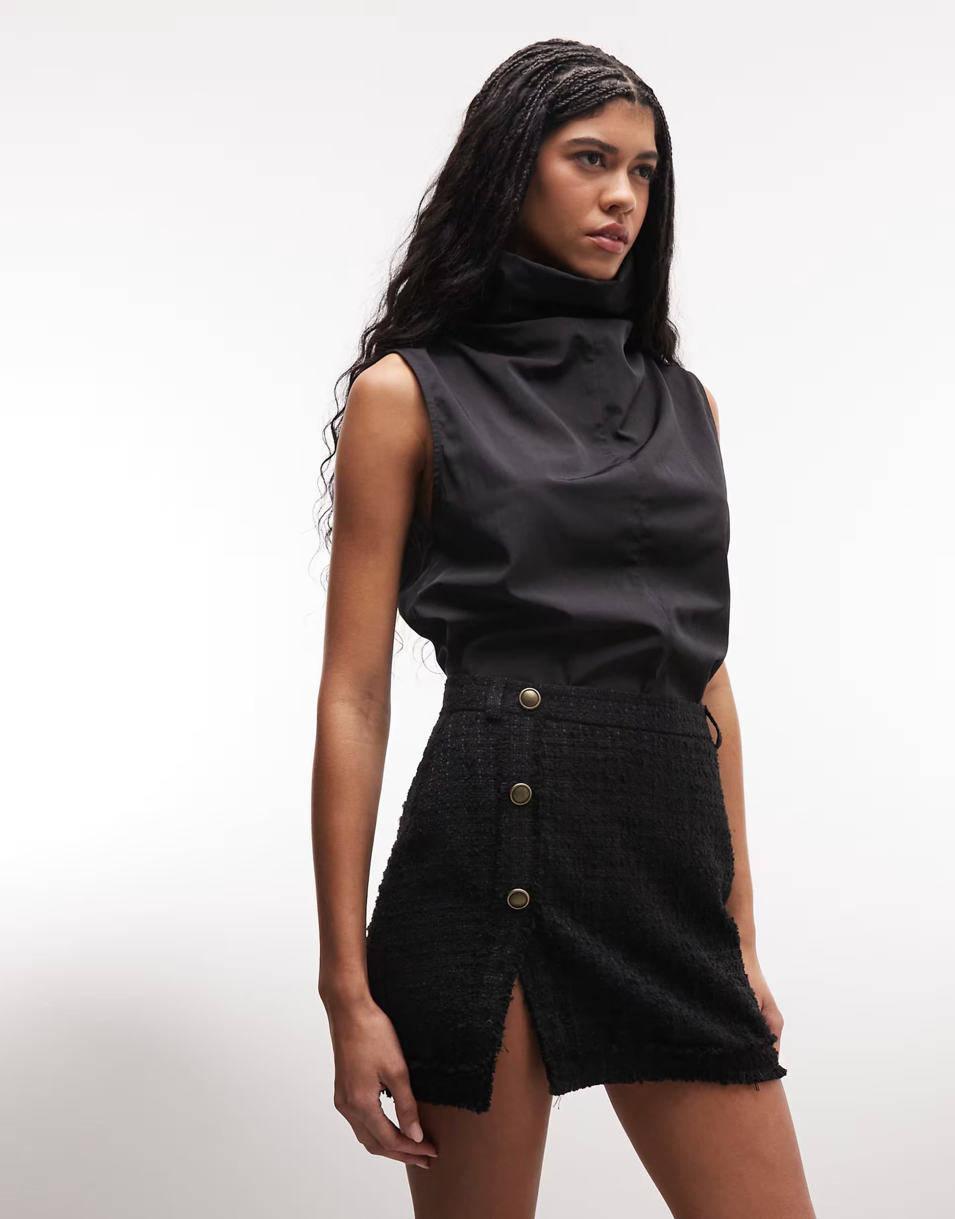 ASOS ASOS DESIGN low rise mini boucle skirt in black
