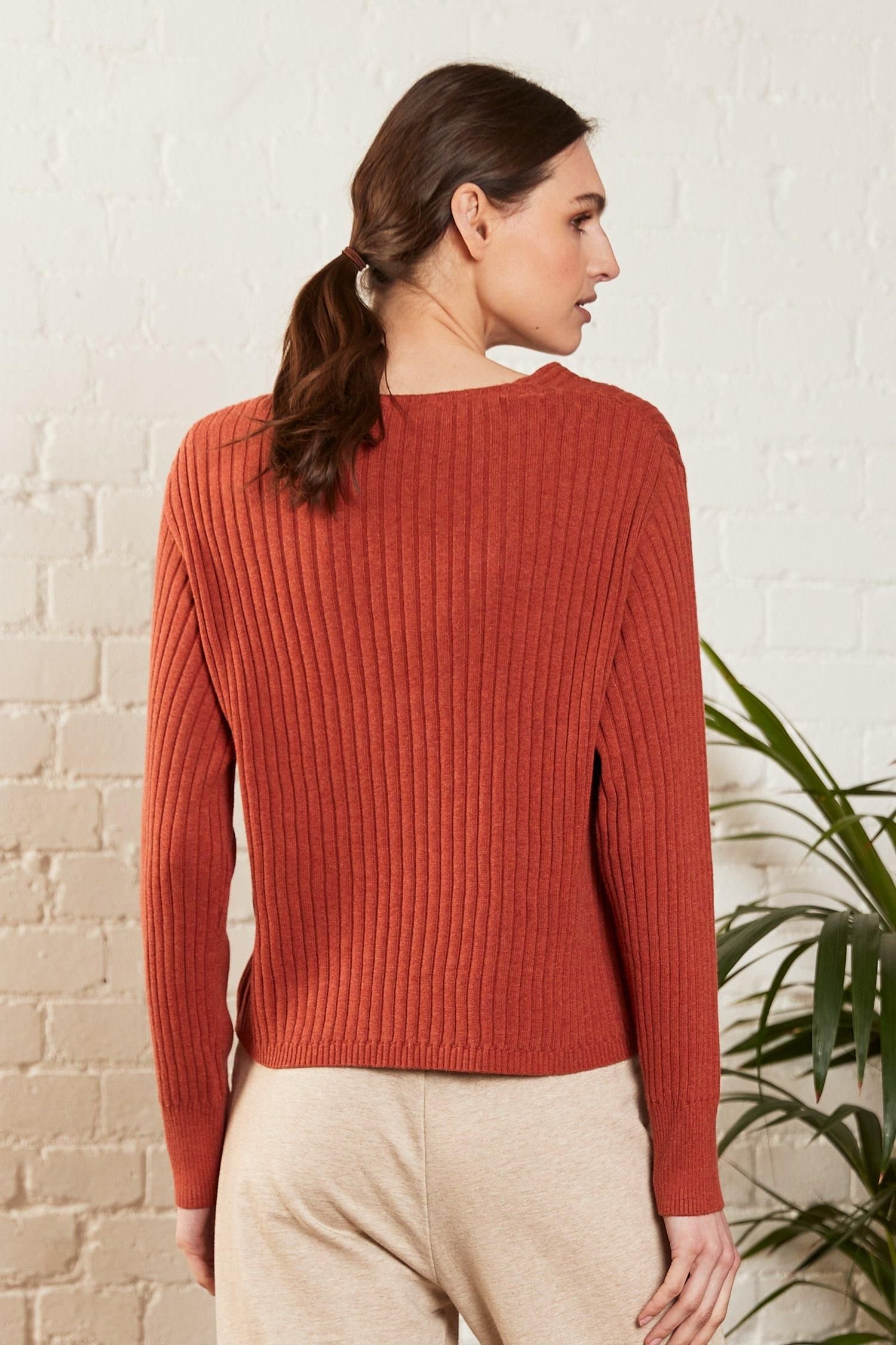 Nomads Clothing Nomads Clothing Women's Cotton Marl Cropped Jumper in Terracotta - 2
