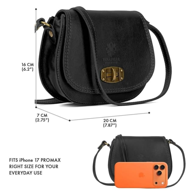 Woodland Leathers Woodland Leathers Women's Women's Italian Leather Crossbody Bag in Black - 3