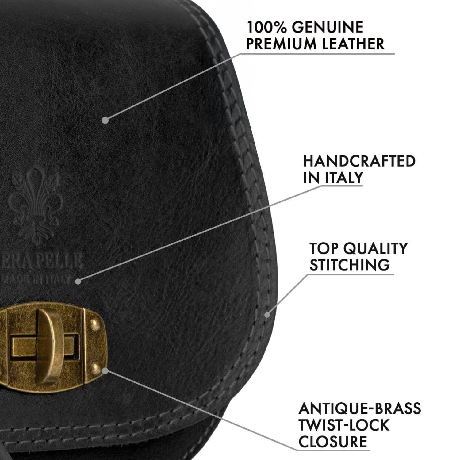 Woodland Leathers Woodland Leathers Women's Women's Italian Leather Crossbody Bag in Black - 4