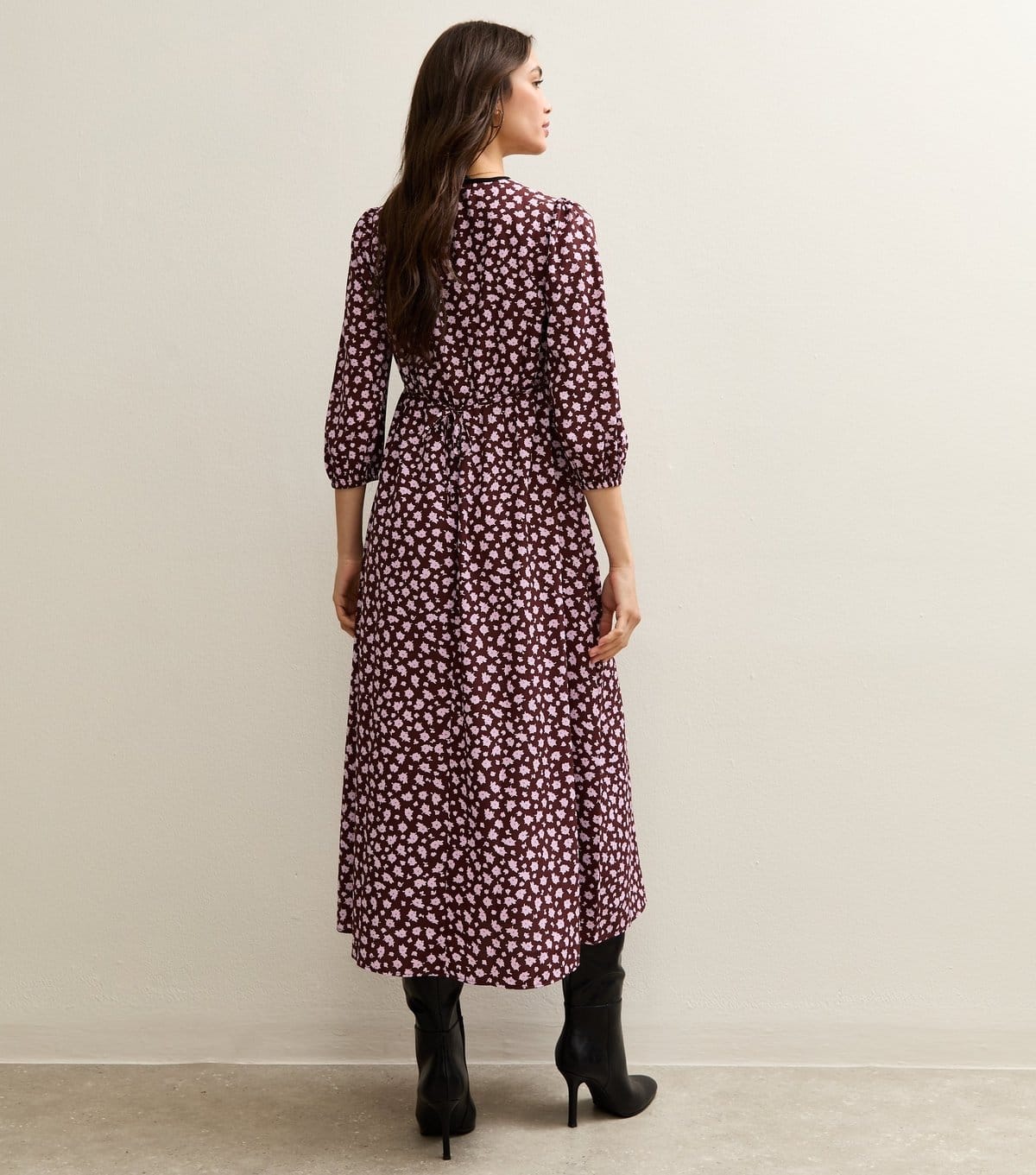 New Look Women's Brow Floral Print Tie Neck Midi Dress New Look - 4