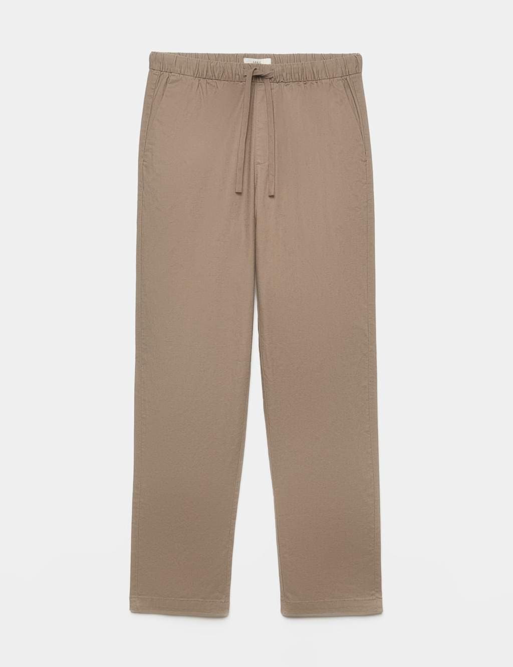 Marks & Spencer M&S Loose Fit Linen Blend Elasticated Waist Trousers Mocha