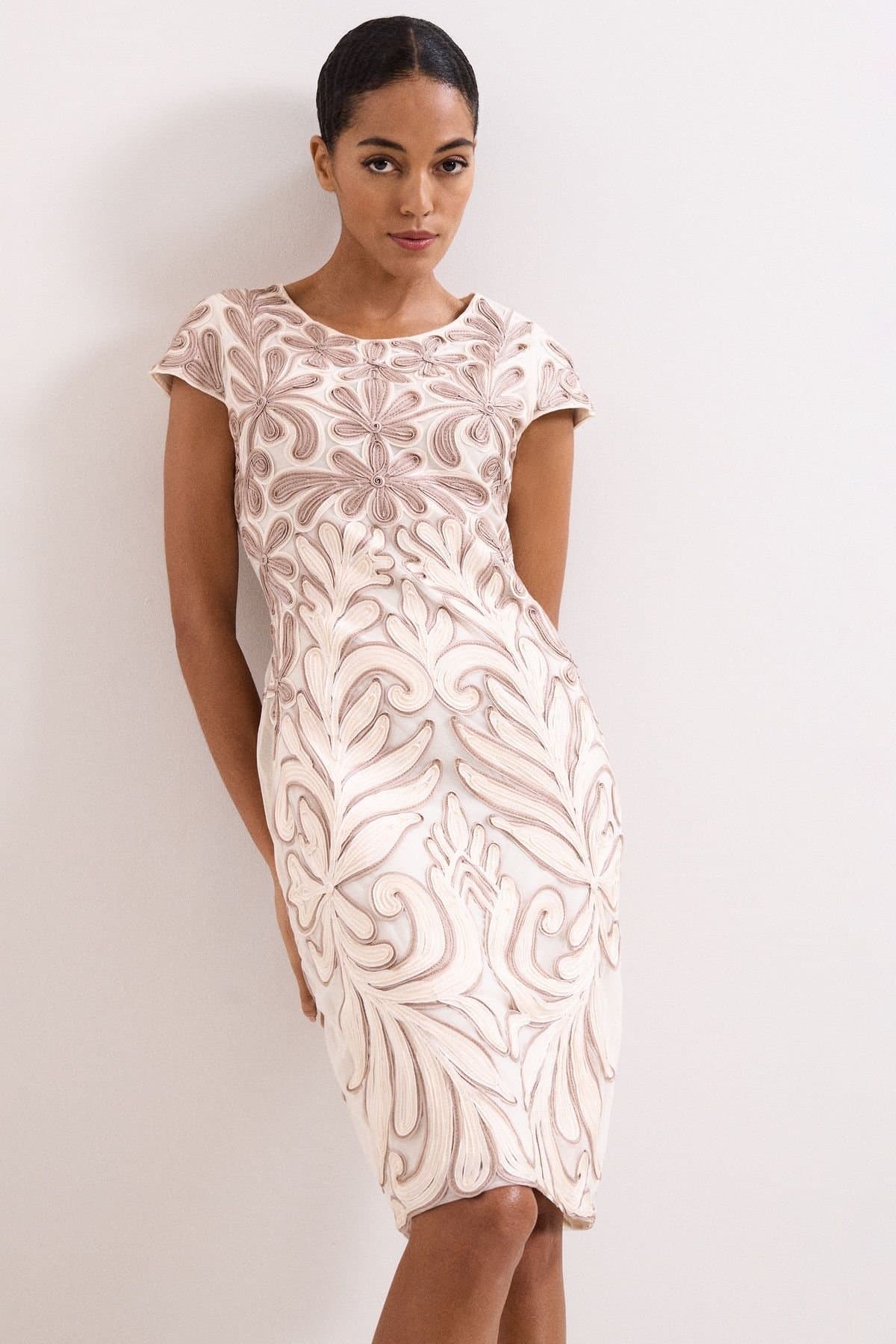 Phase Eight Phase Eight Women's Margaret Embroidery Detail Dress in Cream