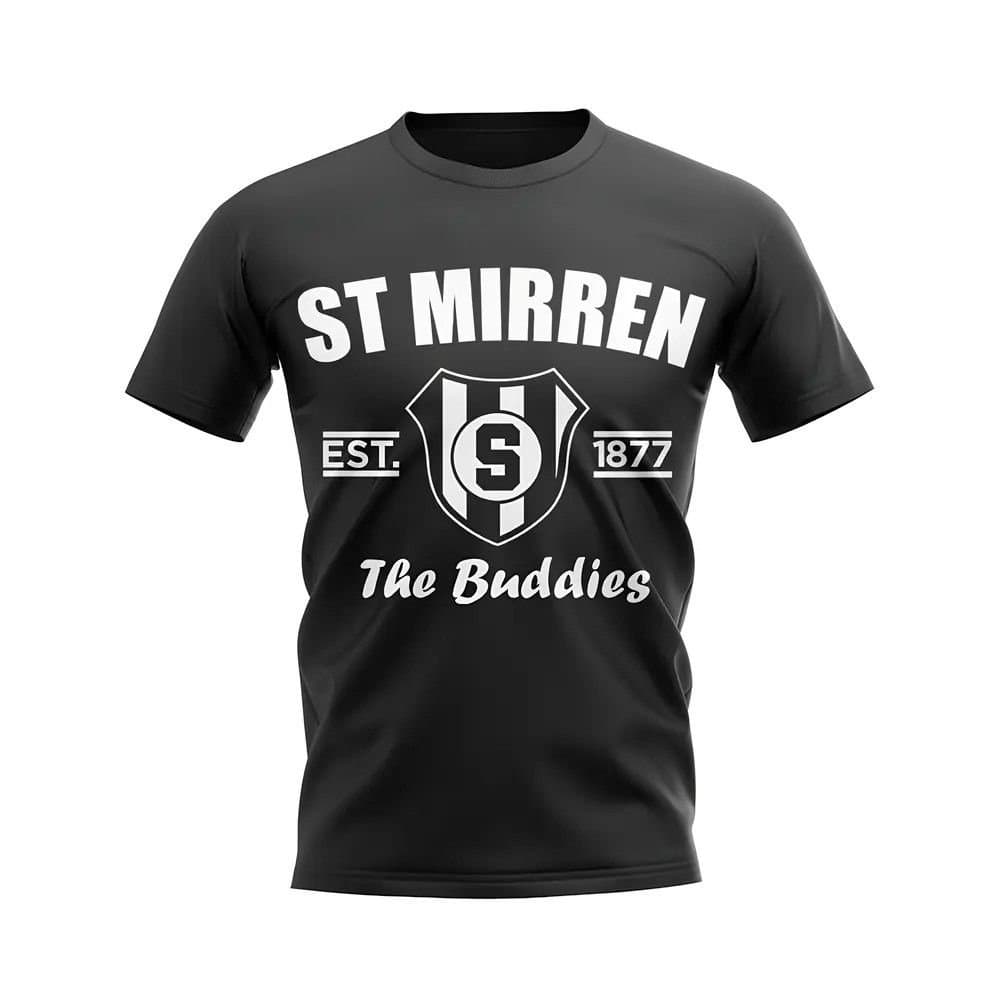 St Mirren St Mirren Men's Personalised Established Football T-Shirt in Black