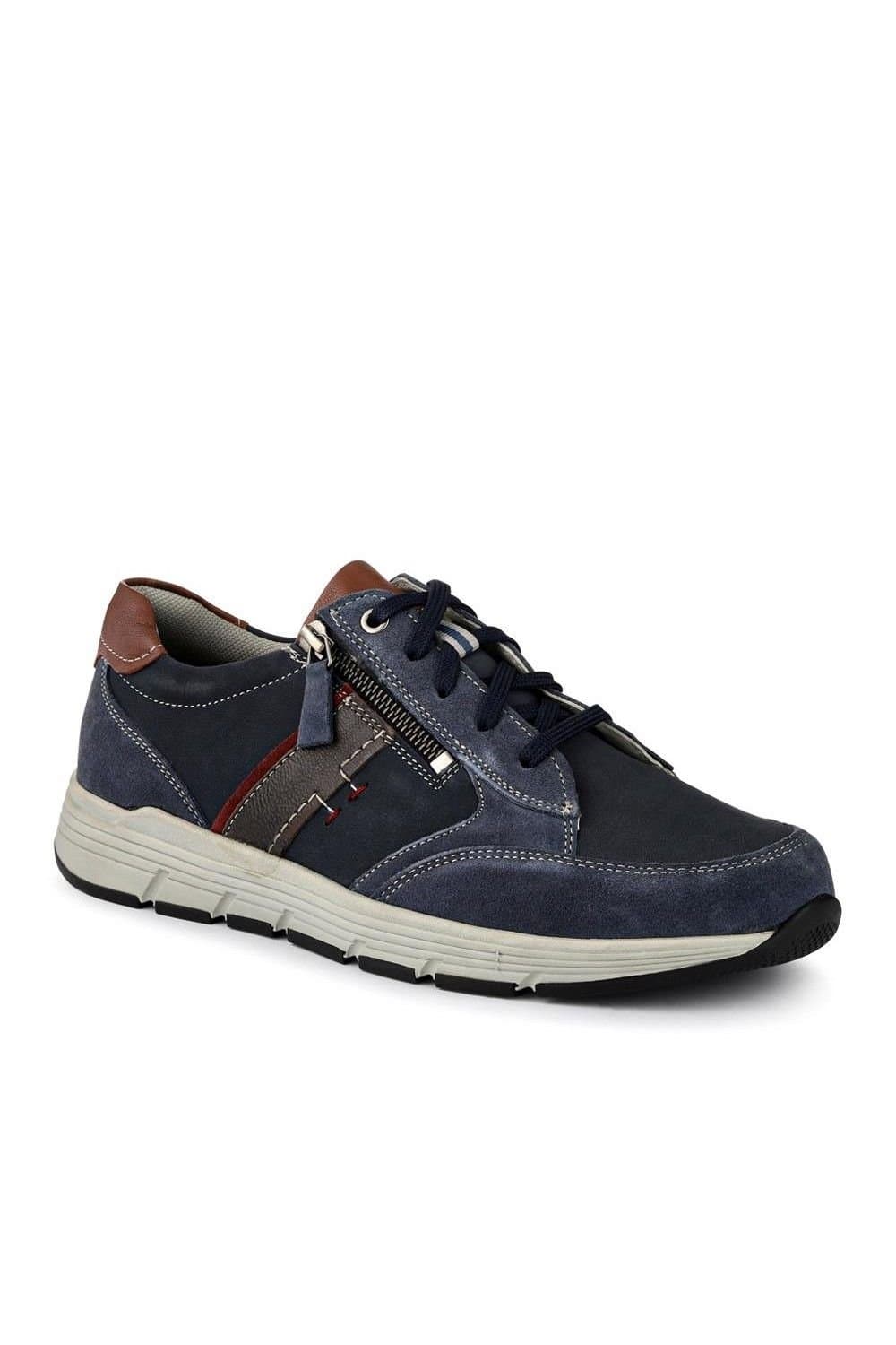Pavers Pavers Men's Leather Wide-Fit Lace-Up Shoes in Blue