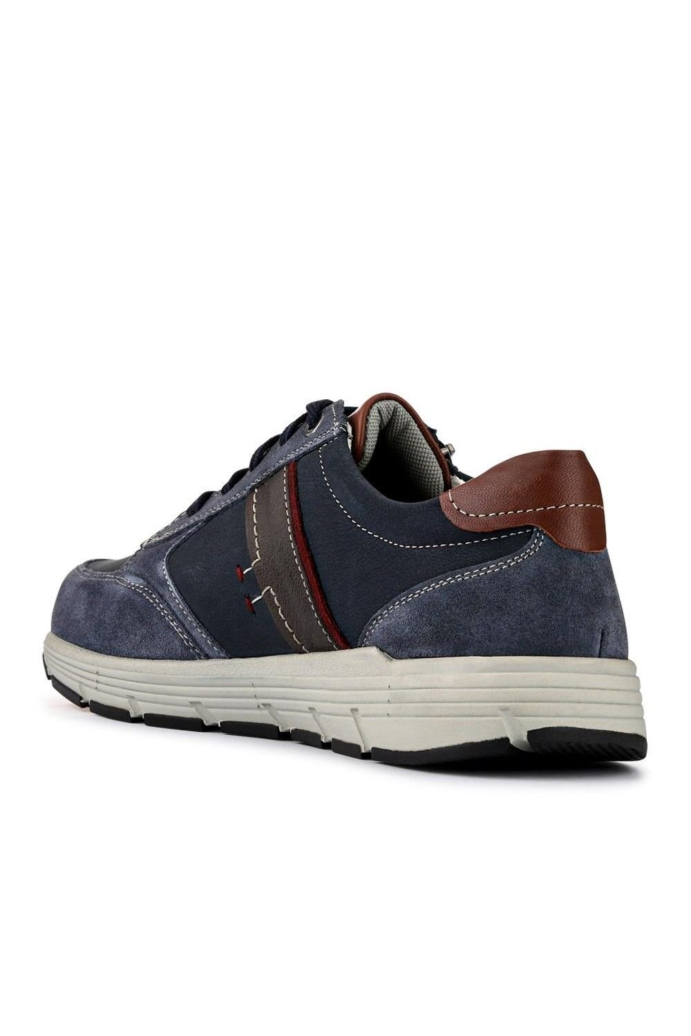 Pavers Pavers Men's Leather Wide-Fit Lace-Up Shoes in Blue - 3