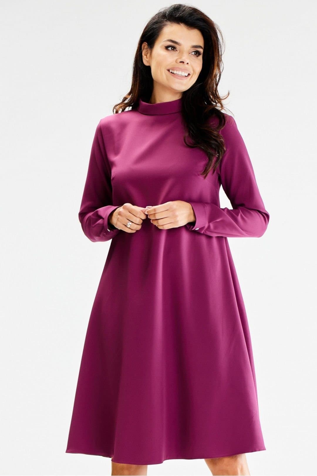 Love Lace Love Lace Women's Loose Trapezoidal Dress With Half Turtleneck in Violet