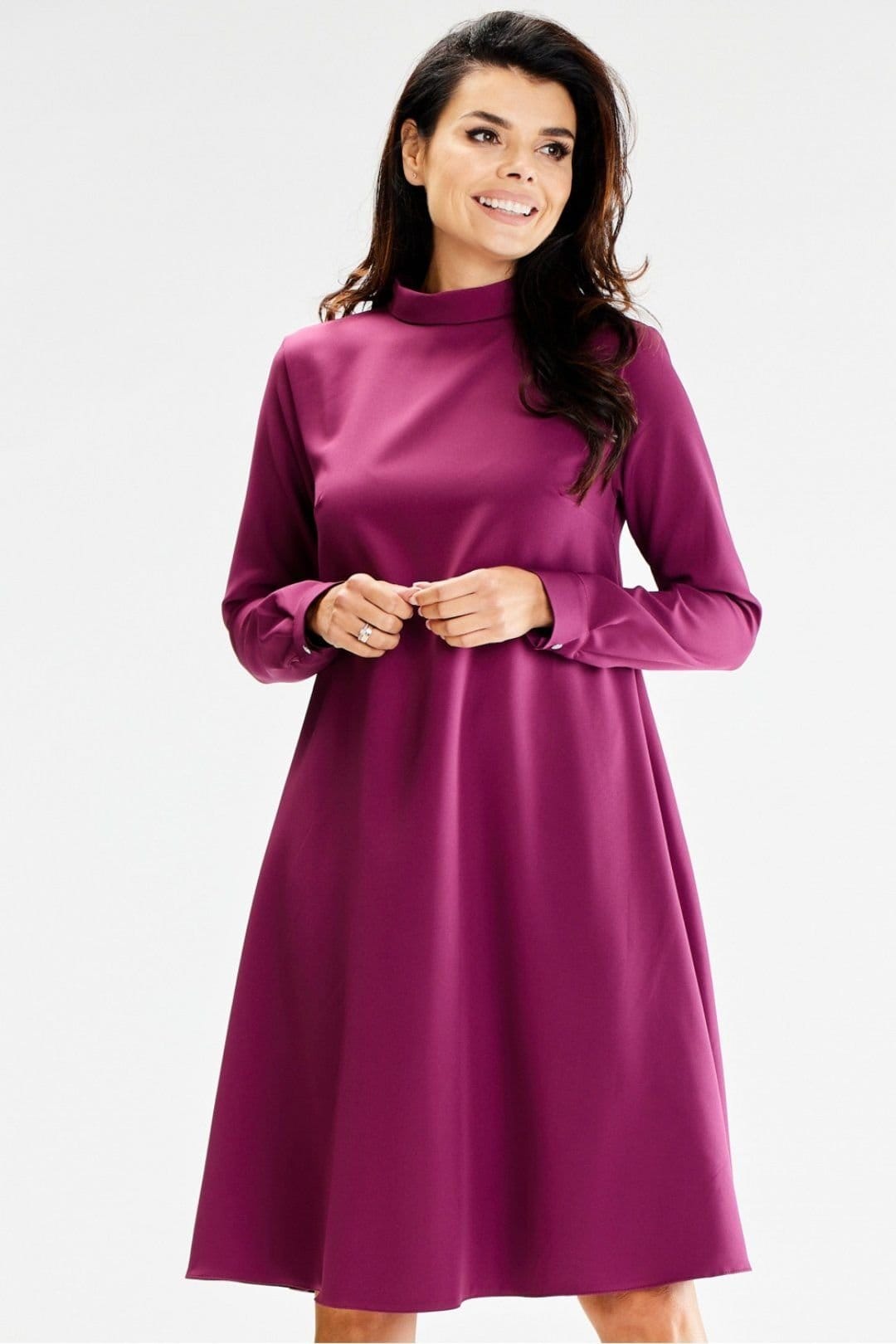 Love Lace Violet Half Turtleneck Trapezoidal Dress