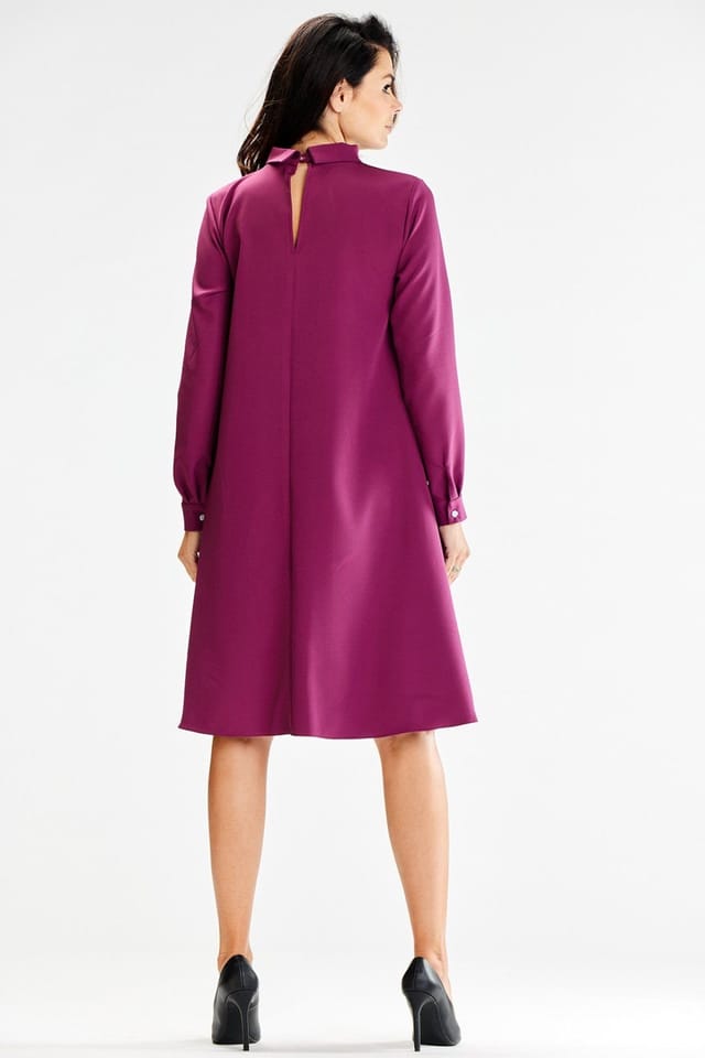 Love Lace Love Lace Women's Loose Trapezoidal Dress With Half Turtleneck in Violet - 3