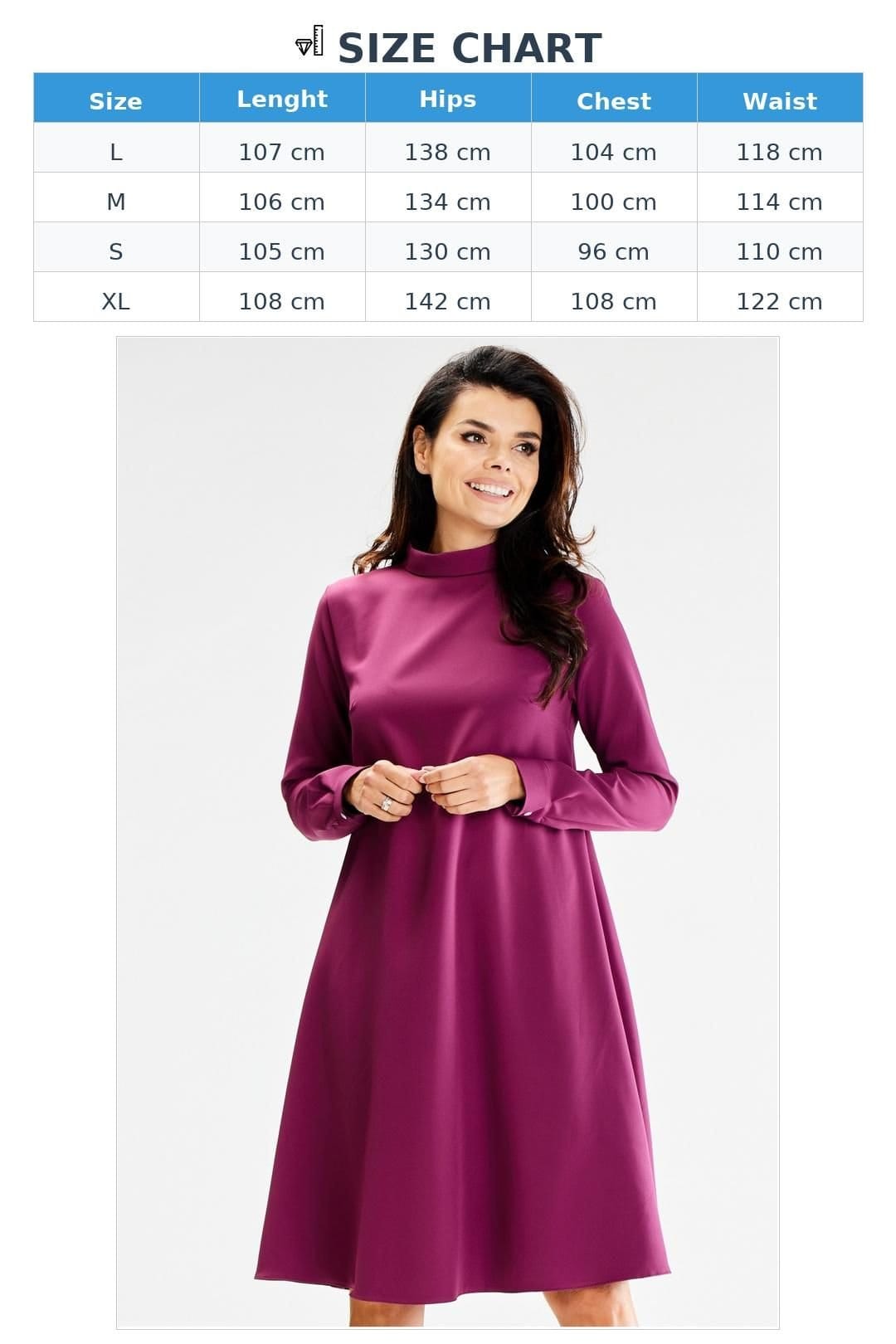 Love Lace Love Lace Women's Loose Trapezoidal Dress With Half Turtleneck in Violet - 4