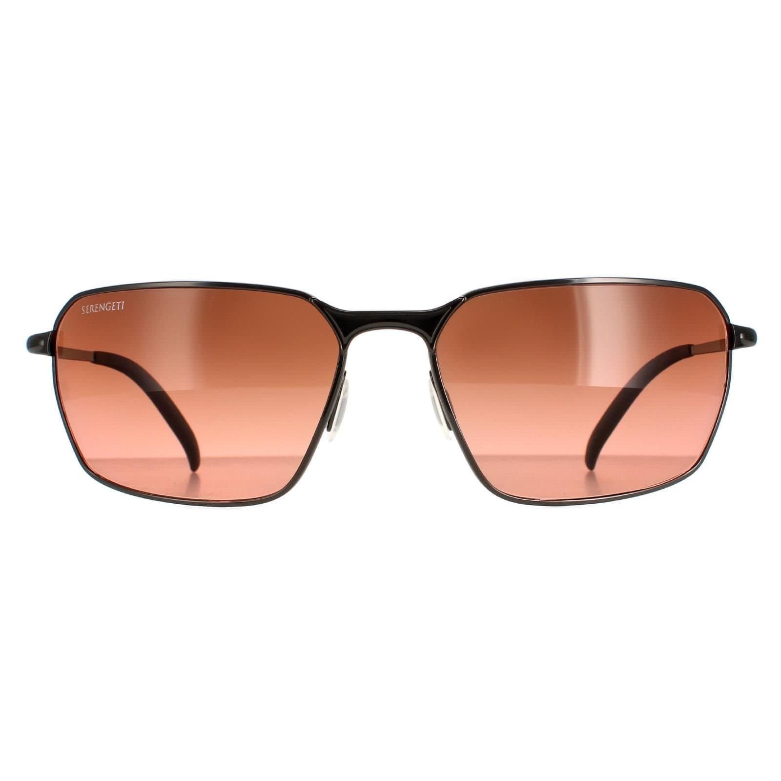 Serengeti Serengeti Men's Rectangle Shiny Dark Gunmetal Mineral Polarized Drivers Gradient Shelton in Grey