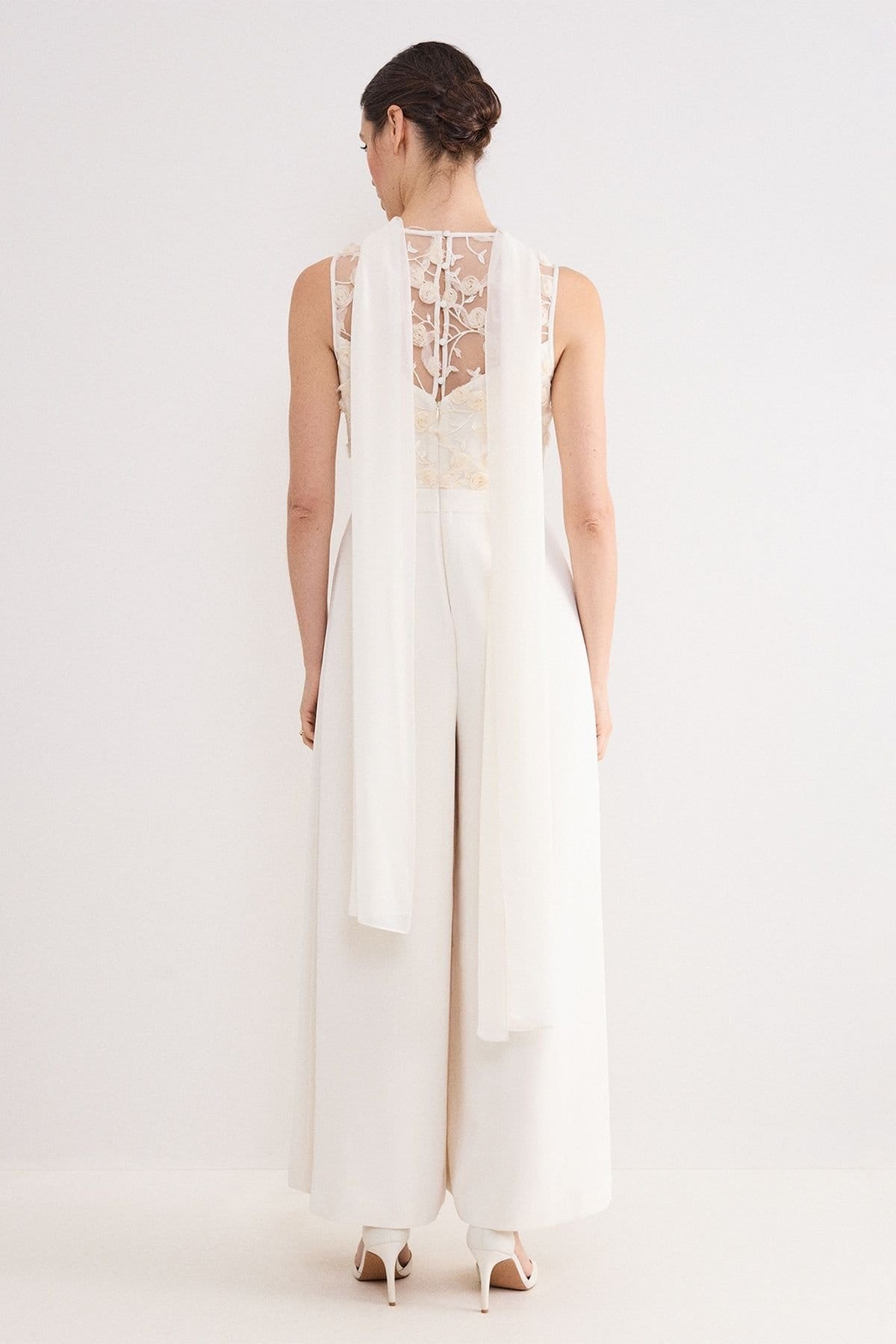 Phase Eight Phase Eight Women's Florentina Embroidered Wide-Leg Jumpsuit in Warm White - 4