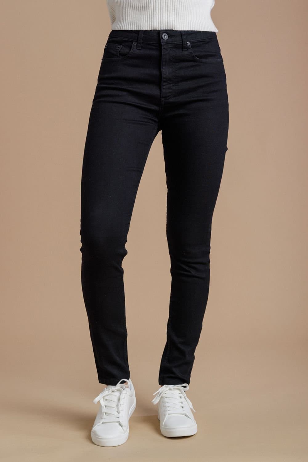French Connection French Connection Women's Cotton Blend Stretch High Rise Skinny Denim Jeans in Black