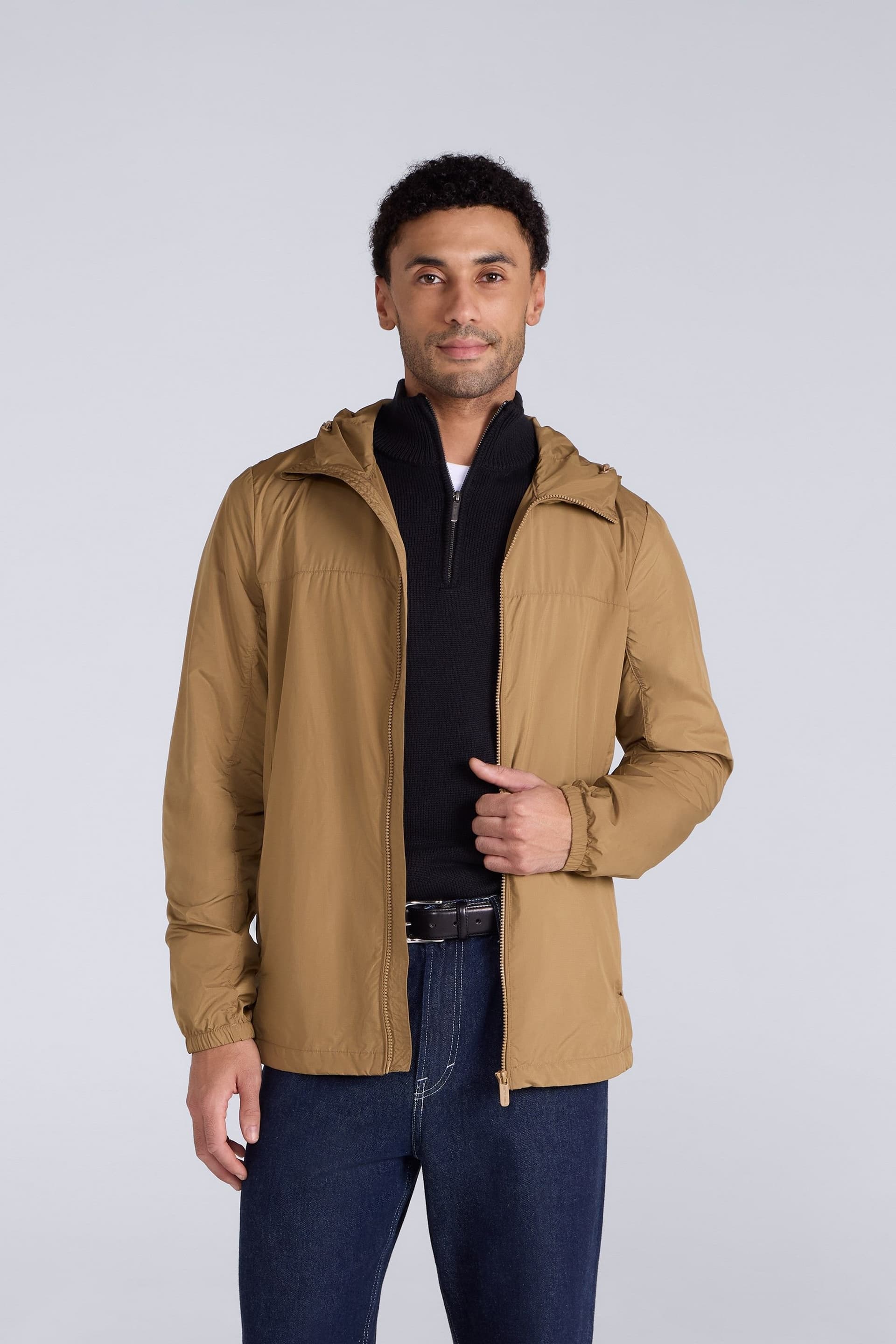 Animal Animal Men's 'Sunrise' Lightweight Water Resistant UV Protection Packable Jacket in Tan