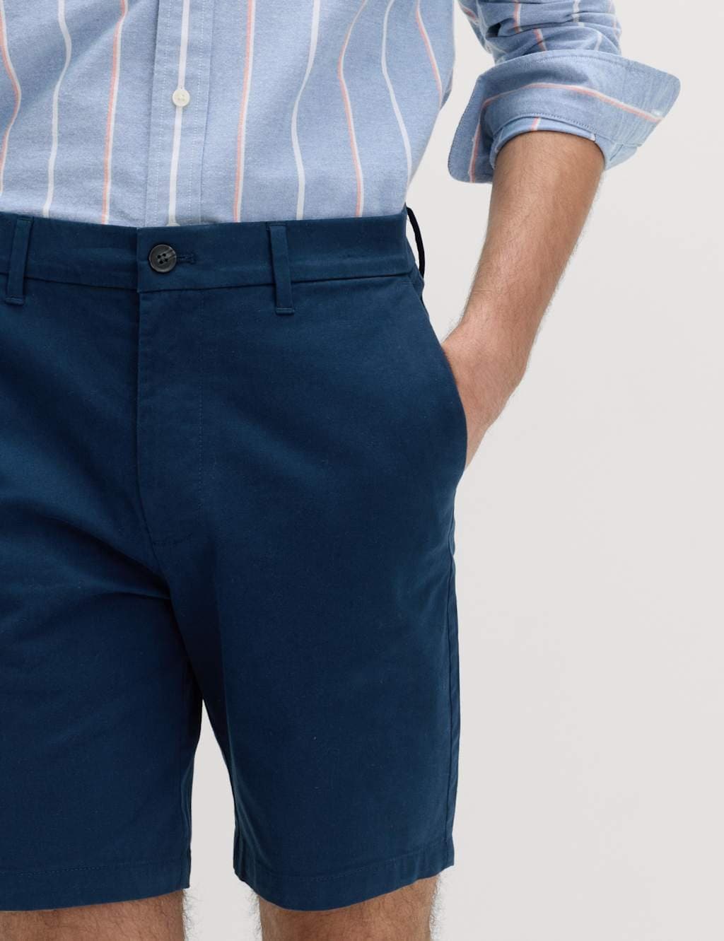 Marks & Spencer M&S Regular Fit Stretch Chino Shorts Bright Blue