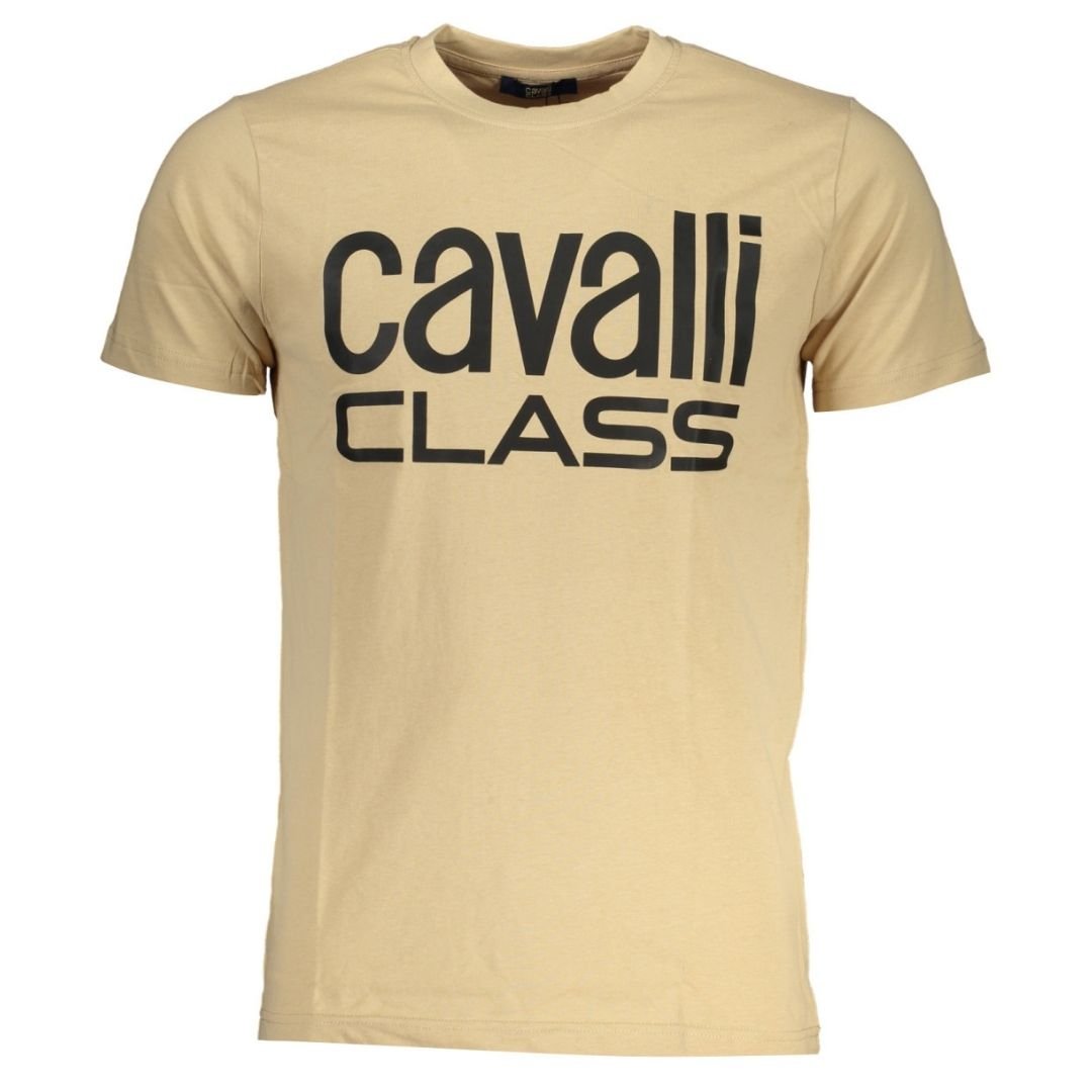 Cavalli Class Cavalli Class Men's Bold Black Logo Beige T-Shirt - 2
