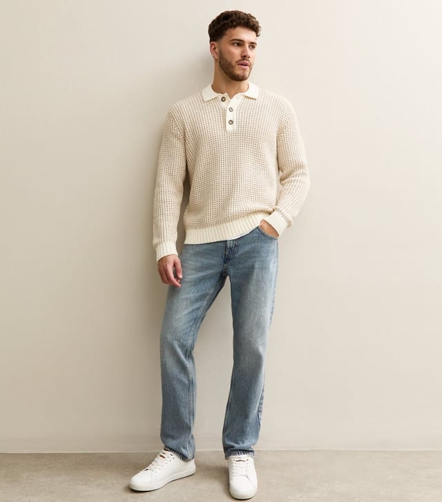 Only and Sons Men's Cream Regular Knit Polo Jumper Only and Sons New Look - 3