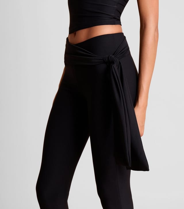 Public Desire Women's Black Knot Detail Tie Side Slinky Capri Leggings Public Desire New Look - 3