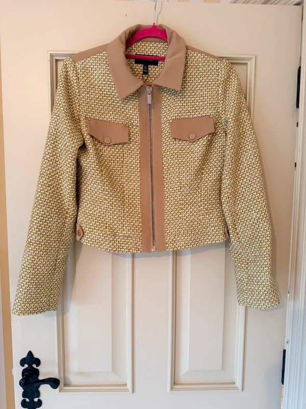 Karen Millen Karen Millen fitted tan and neon yellow blazer